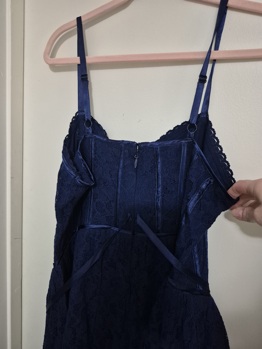 torrid Navy Blue Lace Basque-Waist Mini Dress - Picture 6 of 8